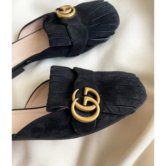 Gucci Marmont Black Suede Slippers, size 37 - Picture 4 of 8